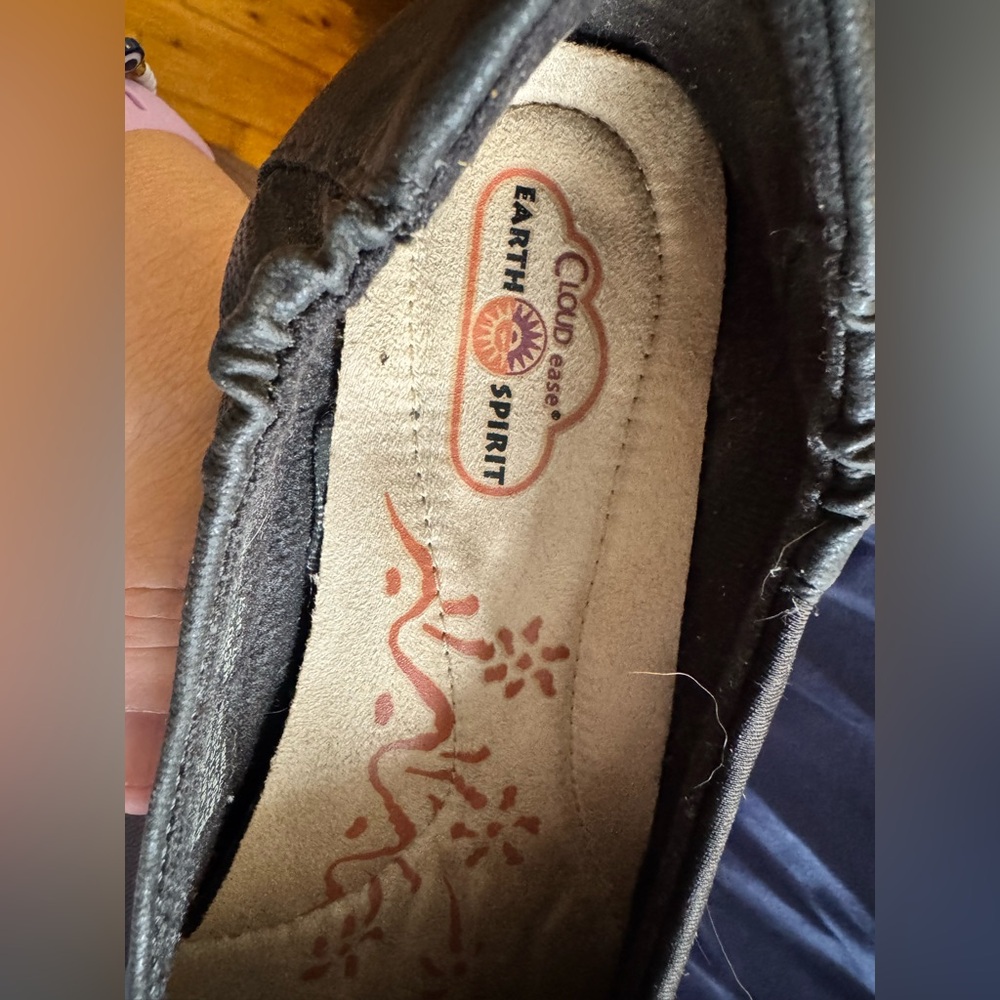 Earth Spirit Black Leather Slip-Ons